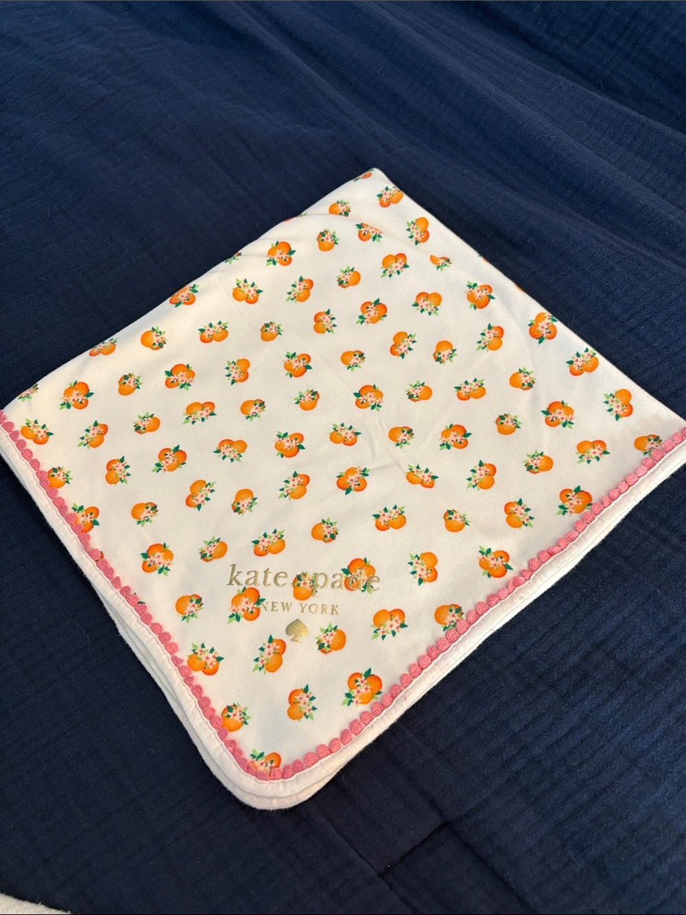 kate spade Baby Oranges 🍊 Print Blanket - White & Orange